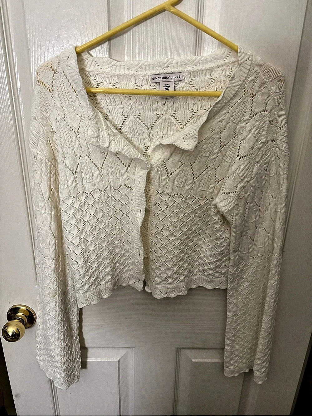 Sincerely Jules Pointelle Knit Sweater in White Size Medium